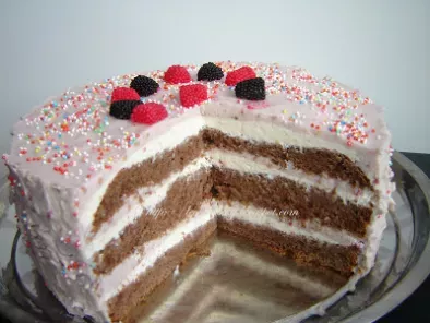 Tort cu crema de vanilie si zmeura / Vanilla and raspberry cream torte - poza 13