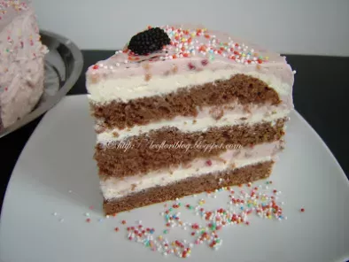 Tort cu crema de vanilie si zmeura / Vanilla and raspberry cream torte - poza 14