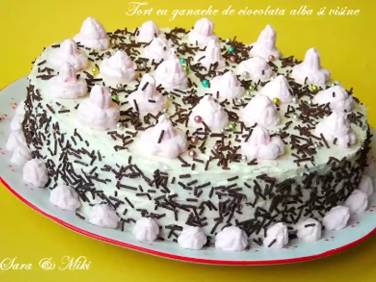 Tort cu ganache de ciocolata alba si visine - poza 2