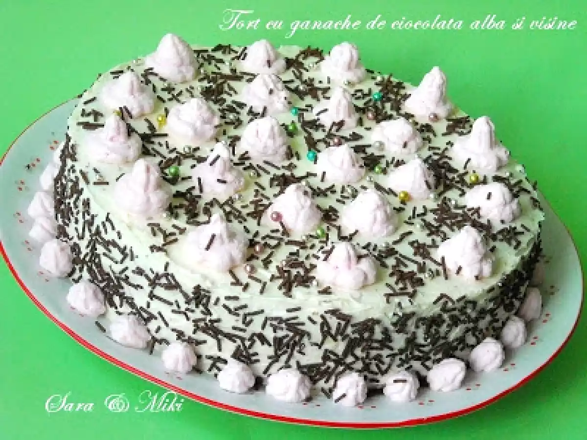 Tort cu ganache de ciocolata alba si visine - poza 3