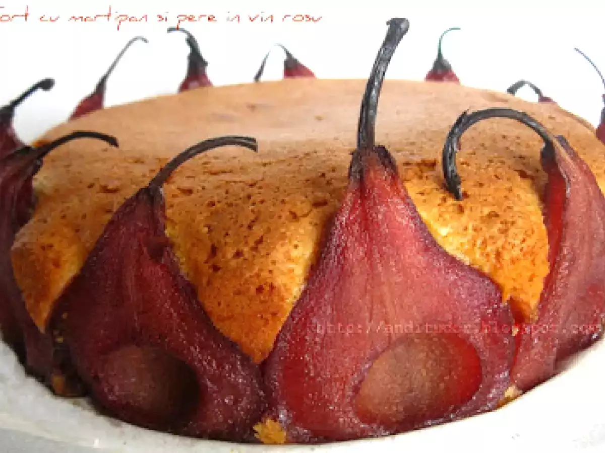 Tort cu martipan si pere in vin rosu