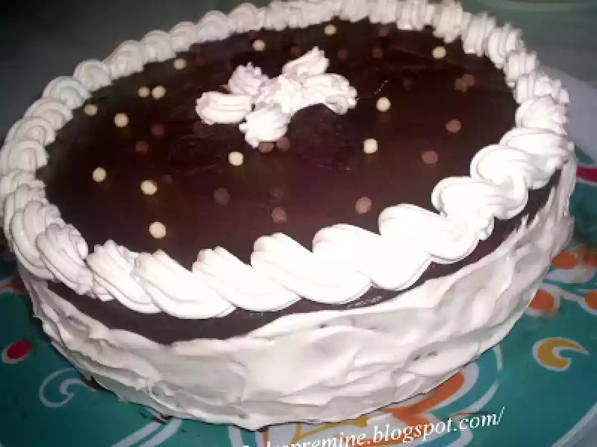 Tort cu mousse de menta si mousse de ciocolata