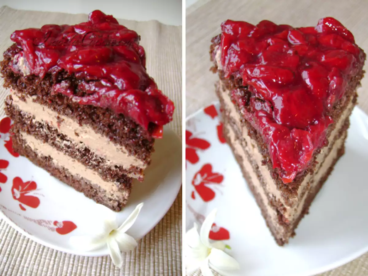 Tort de ciocolata cu tichie de visine