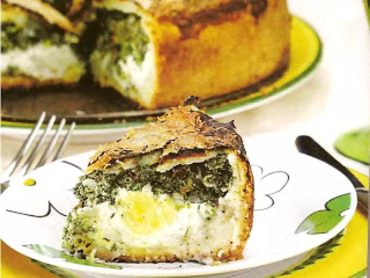 Tort picant de spanac cu oua si cartofi