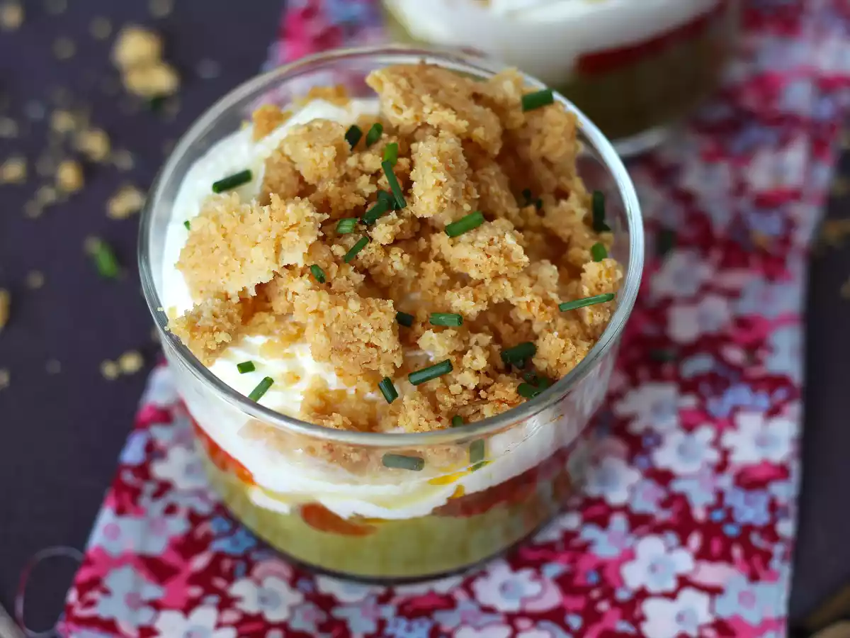 Verrine vegetariene: crema de mazare, crumble de parmezan si crema de mascarpone - poza 6