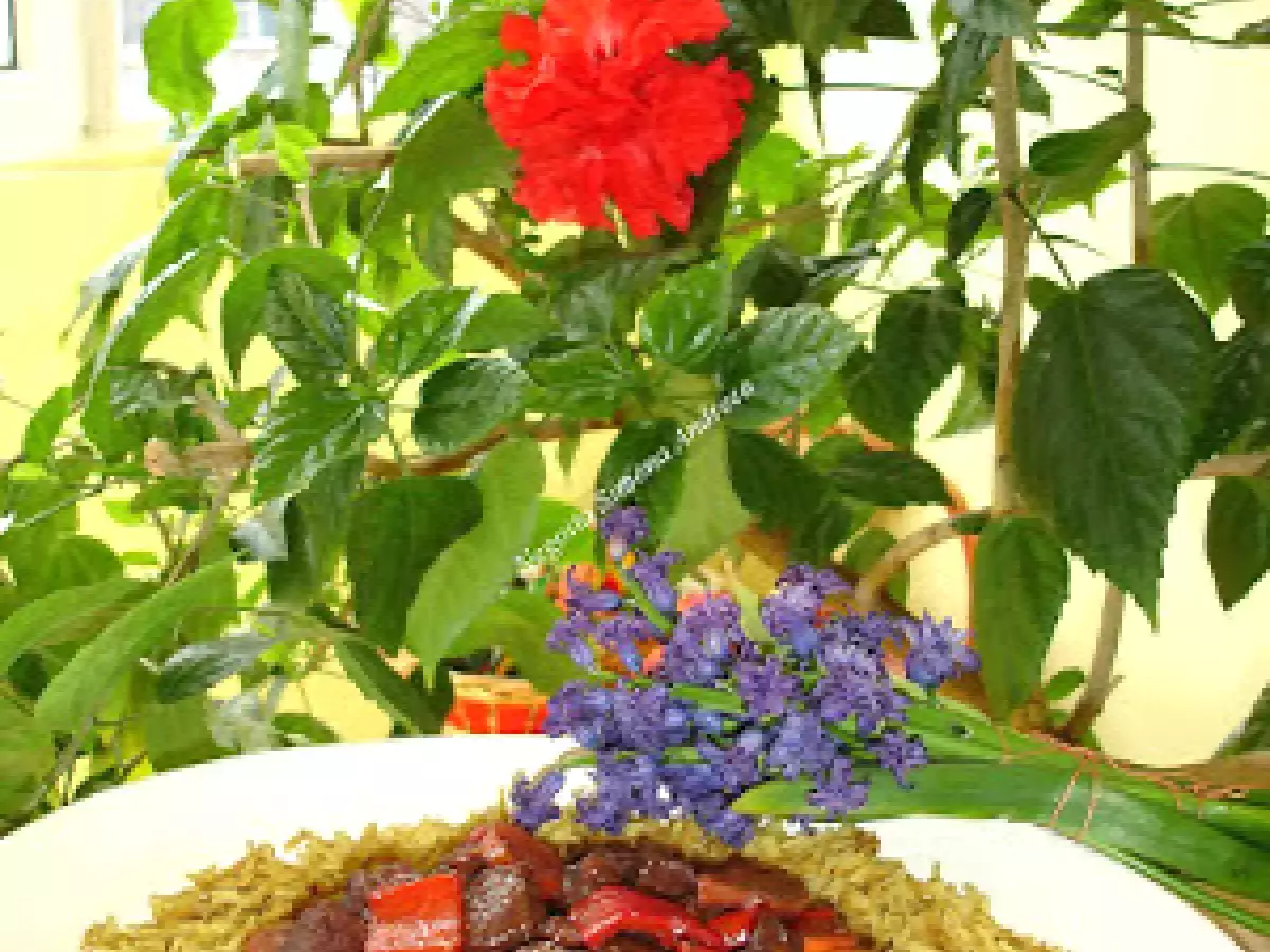 Vita picanta in vin rosu cu garnitura de orez curry - poza 4