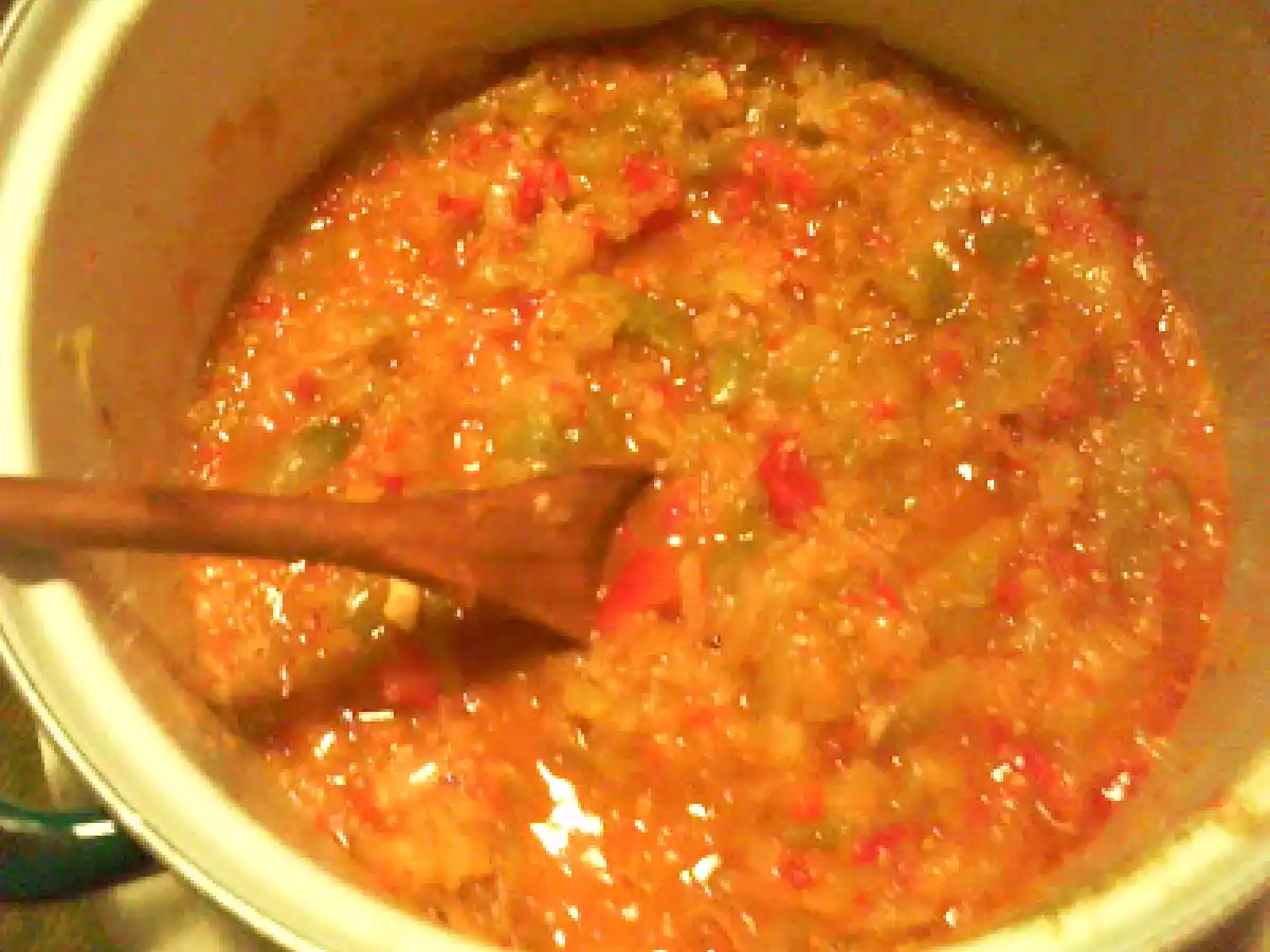 Zacusca de gogonele - dulce-acrisoara / Lutenitsa with green tomatoes - poza 2